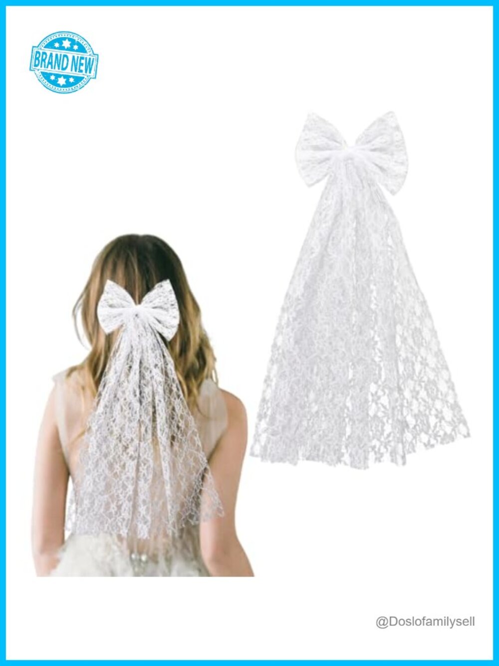 White Bow Veil Hair Clip Bridal Wedding Bridesmaid Accessory